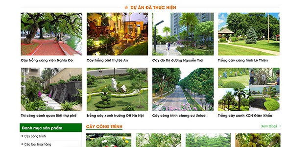 Mẫu web công ty thiết kế cây cảnh