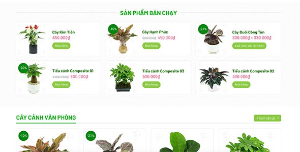 Mẫu web bán cây cảnh mới