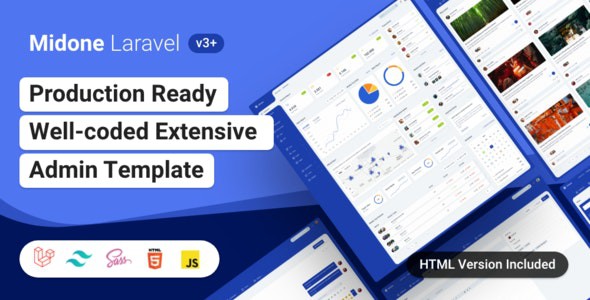 Midone - Laravel 8 Admin Dashboard Template + HTML Version + XD Design File