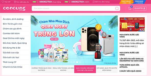 Web bán sữa đồ trẻ em