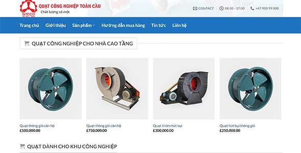 Mẫu web quạt công nghiệp