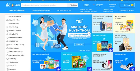 Mẫu web thương mại điện tử như Tiki