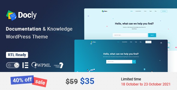 Docly - Documentation And Knowledge Base WordPress Theme with bbPress Helpdesk Forum