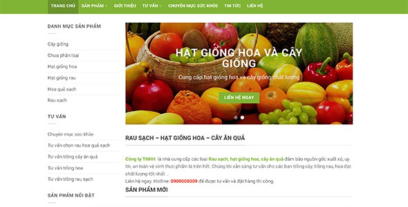 Web rau sạch hạt giống hoa cây ăn quả