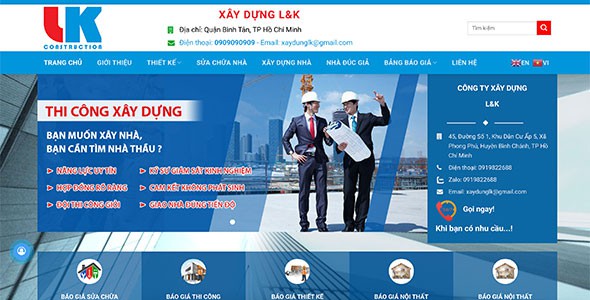 Web công ty xây dựng thiết kế