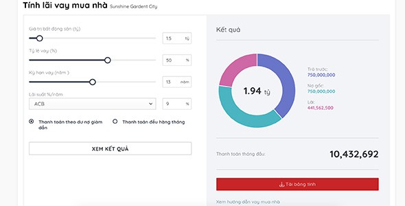 Plugin tính lãi vay mua nhà