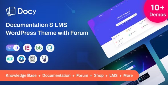 Docy - Premium Documentation, Knowledge base LMS WordPress Theme with Helpdesk Forum