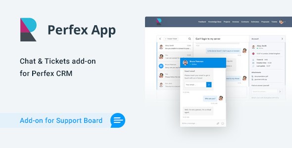 Perfex CRM Chat &amp;amp; Tickets App for Support Board